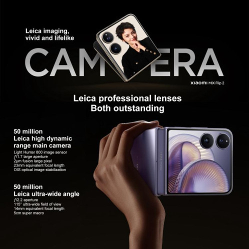 Xiaomi MIX Flip 2 personnalisé, 12 Go + 512 Go, 6,86 pouces + 4,01 pouces, Xiaomi HyperOS 2 Snapdragon 8 Elite Octa Core, NFC, réseau : 5G (Danxia Purple) SX409P729-023